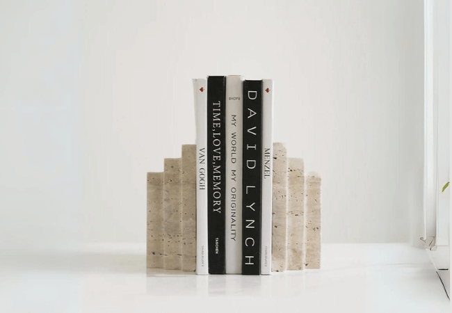 handmade travertine bookend