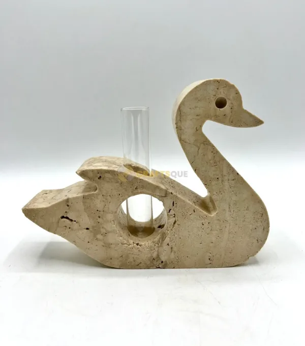 Swan Animal Travertine Sculpture Animal