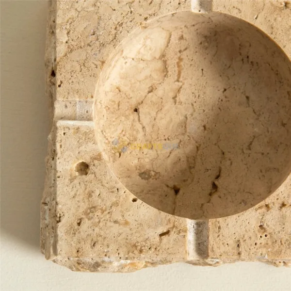 Natural Beige Marble Stone Travertine Ashtray