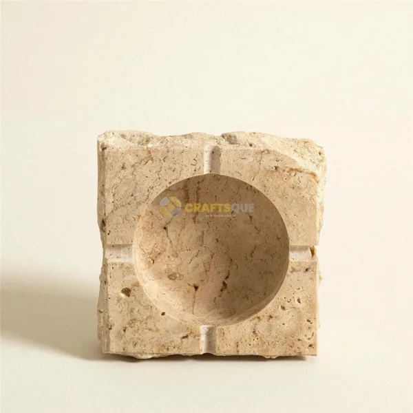 Natural Beige Marble Stone Travertine Ashtray