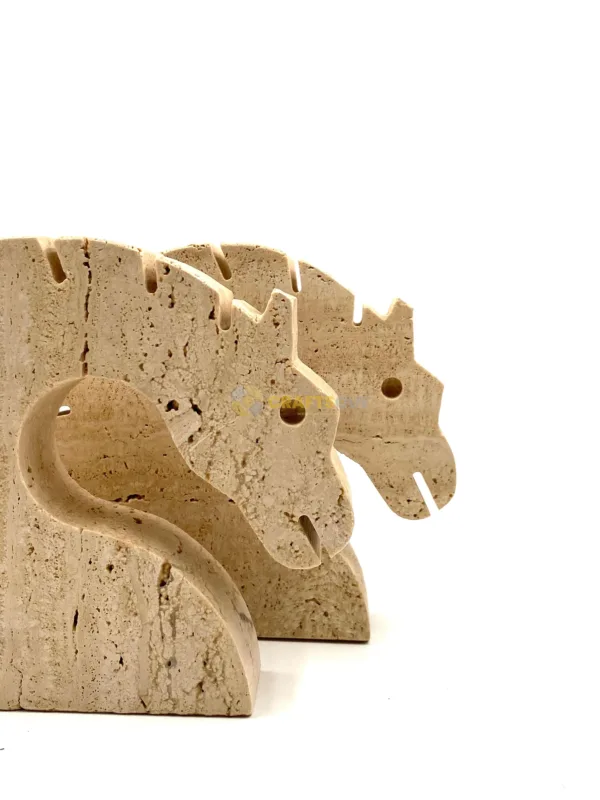 Dragons Head Travertine Bookends